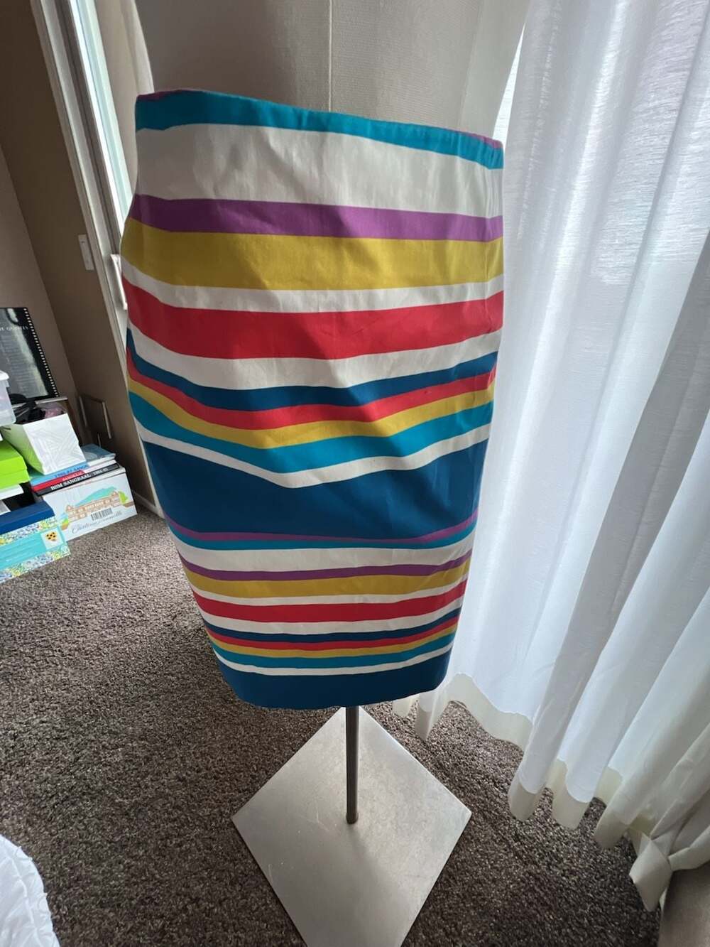 Boden Rainbow Multi-Color Striped Modern Pencil Skirt